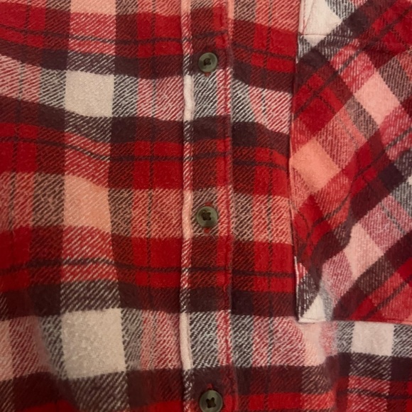 Aerie Oversized flannel red plaid button shirt 90s heavy weight size M - Picture 6 of 7